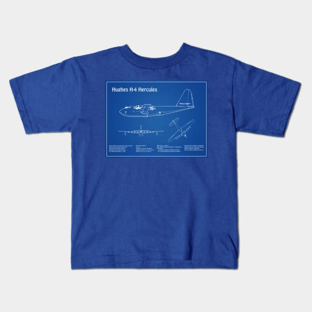 Hughes H-4 Hercules Spruce Goose - AD Kids T-Shirt by SPJE Illustration Photography